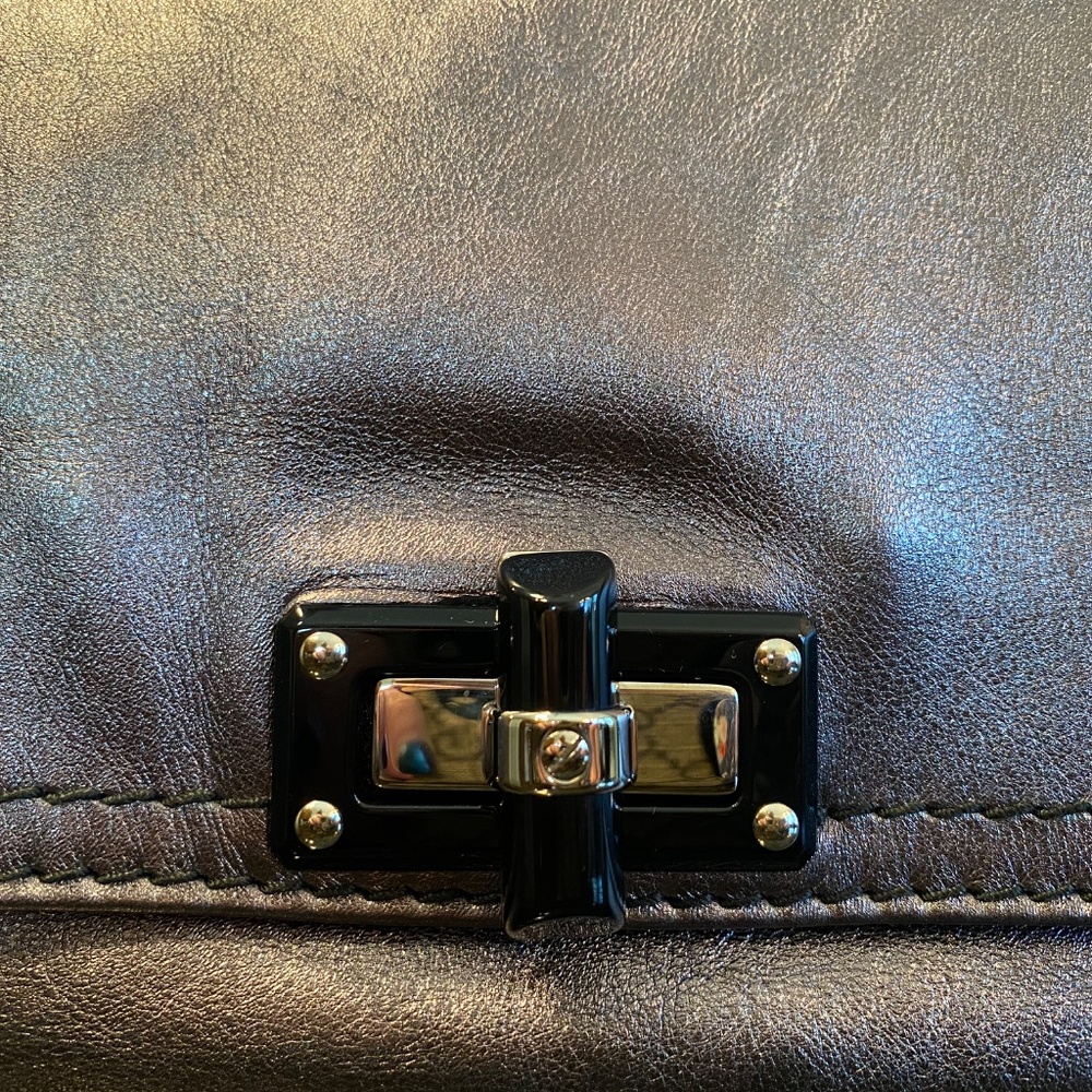 $1025 LANVIN PARIS Convertable Clutch Thick Buttery Leather Metallic Bag - Picture 13 of 16